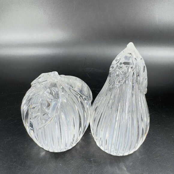 Gorham Apple And Pear Fruit Salt And Pepper Shakers Set 2 Clear Vintage Crystal - Picture 10 of 13